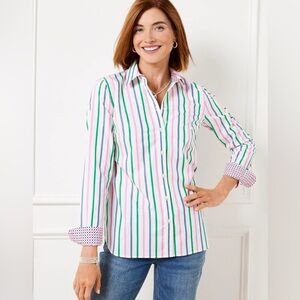 Talbots Women’s Modern Classic Shirt - Stunning Stripe Size L NWT